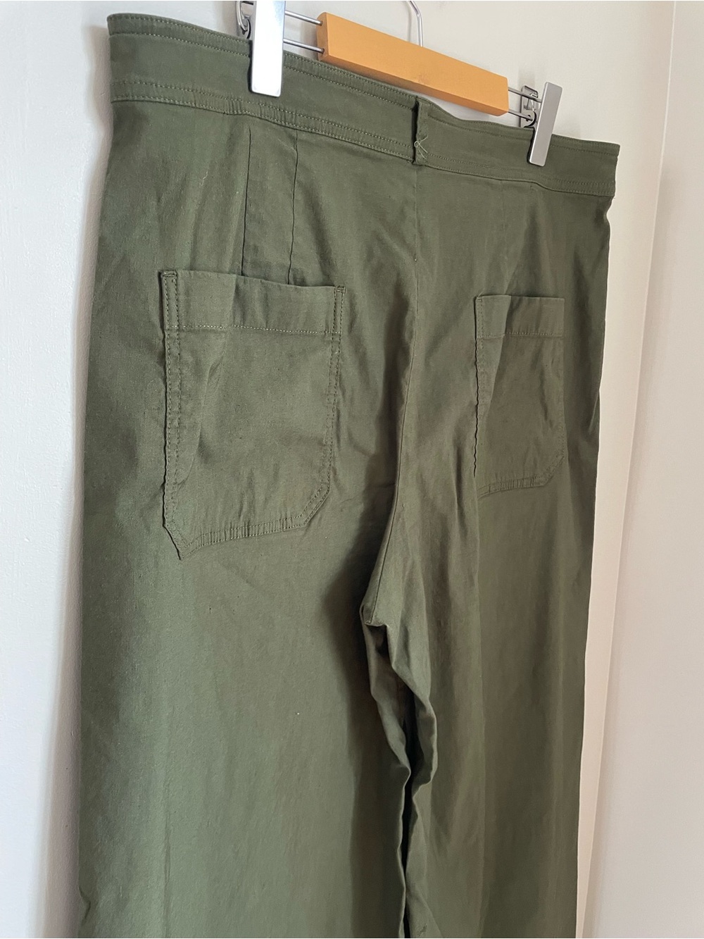 Maeve Anthropologie Ettie High-Rise Crop Wide-Leg Pants Green Size 34 Linen Boho - Picture 6 of 11